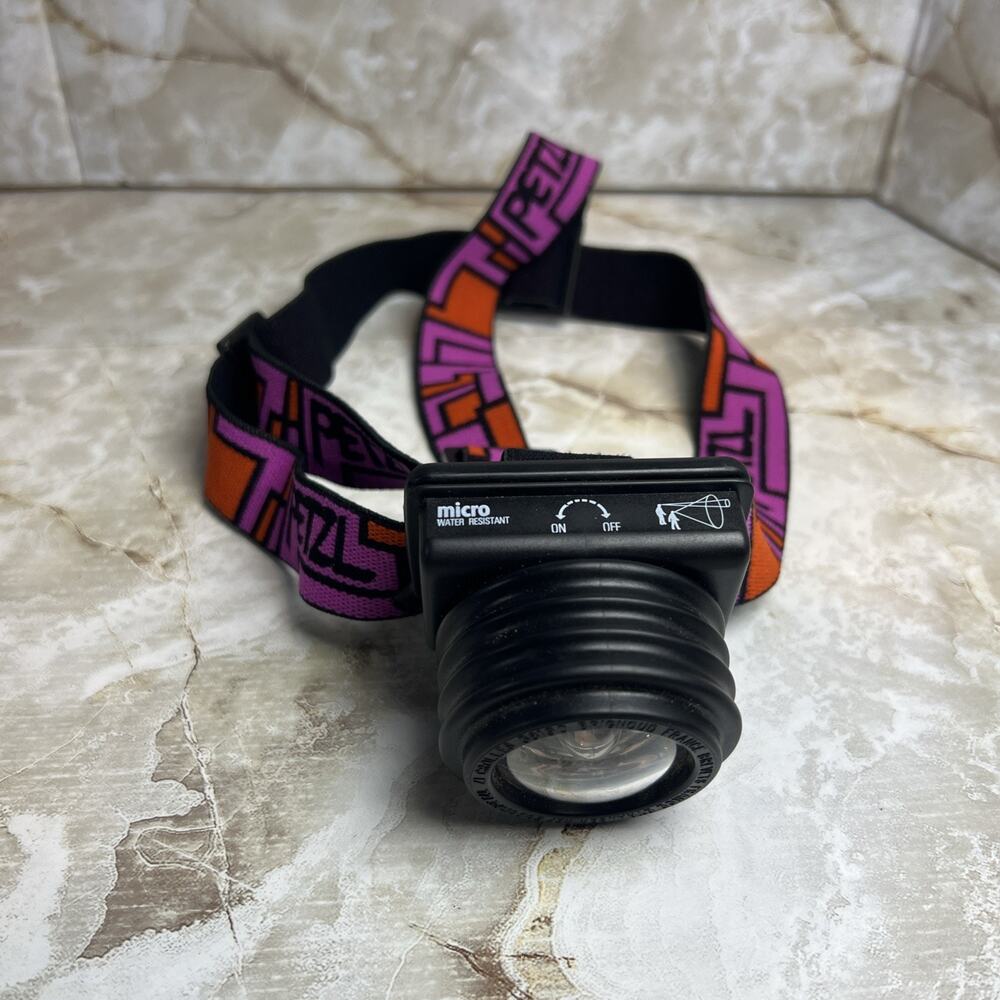 Vintage Petzl Headlamp Elastic Adjustable Head Straps Hiking Light Travel TESTED